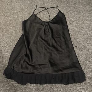 victoria’s secret ruffle hem black teddy lingerie nightie Babydoll Size Large